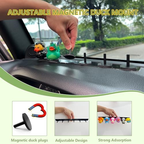 ROMASO Duck Holders,Magnetic Duck Plugs for Jeep Dashboard,Holds up to 12 Ducks Display,Adjustable Mount,Black (Does Not Include Rubber Ducks) - Image 2