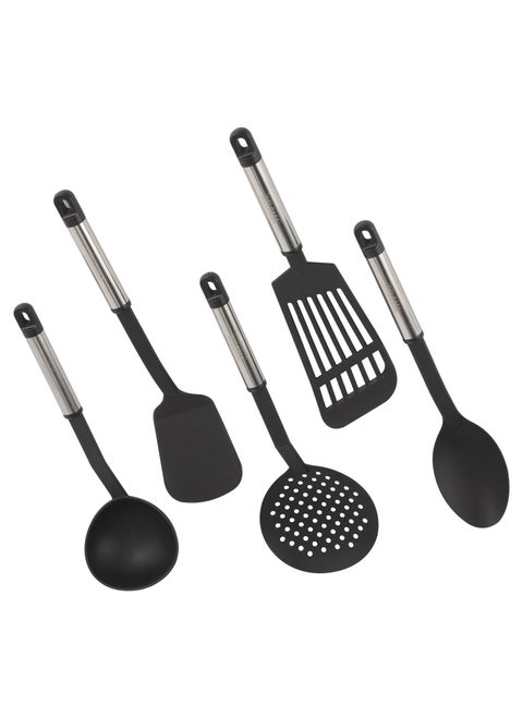 5PCS Nylon Tools Set slotted spatula, solid spoon, pasta spoon,Ladle