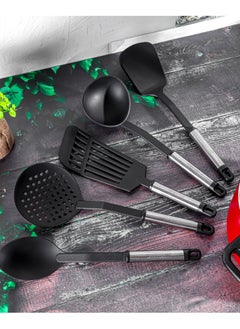 DELCASA 5PCS Nylon Tools Set slotted spatula, solid spoon, pasta spoon,Ladle  - Image 2