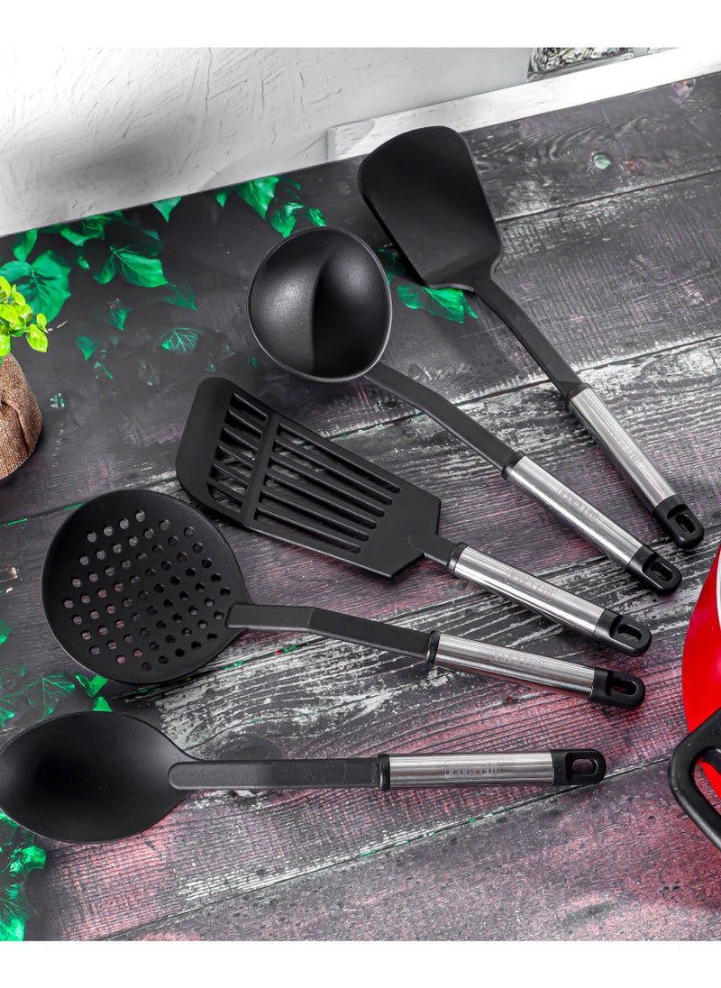 DELCASA 5PCS Nylon Tools Set slotted spatula, solid spoon, pasta spoon,Ladle  - Image 2