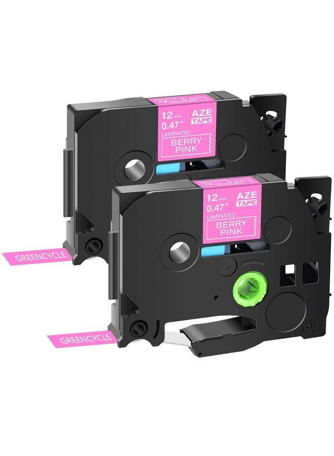 Greencycle Compatible 12Mm 0.47" Tz Tze Aze Label Tape For Brother Ptd210 Pth100 Pth110 Ptd400Ad Ptd600 Pt12902 Pack (White On Berry Pink) - Image 2
