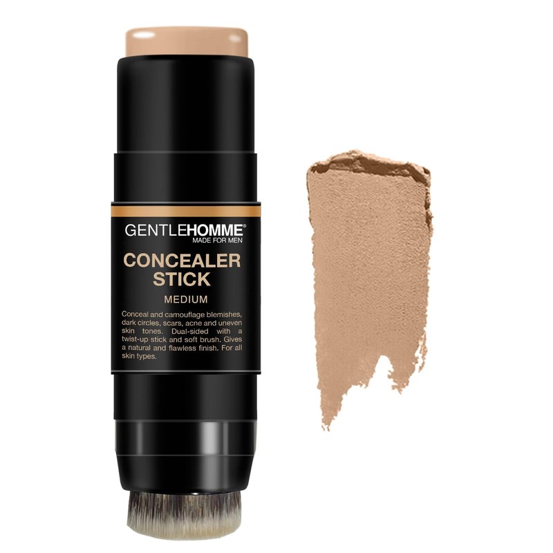 GENTLEHOMME Concealer Stick with Brush for Men  Eraser Dark Circles  Mens MultiUse Concealer  Dual Sided Full Coverage with Soft Brush  Buildable Coverage Makeup  All Skin Types  Medium