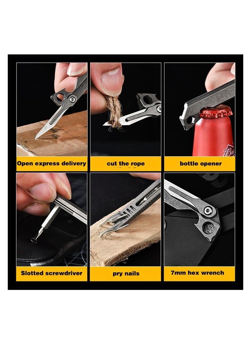 SYOSI - EDC Pry Bar Multitool, Titanium Edc Prybar Tool, Pocket Pry Bar Keychain, Multitool Bottle Opener, Box Cutter Screwdriver Outdoor Camping Utility Knife Emergency Tool - Image 1