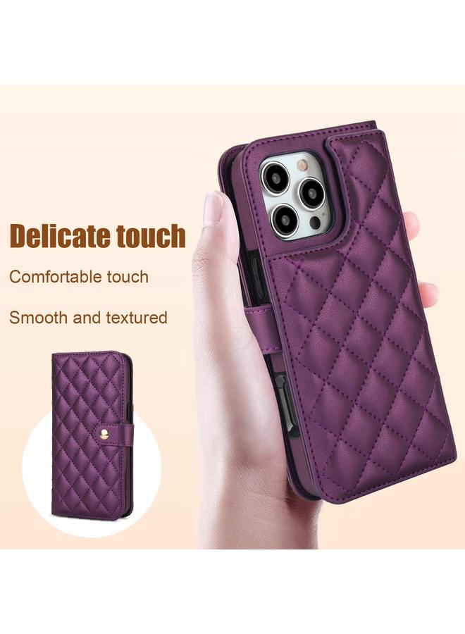 اس-توب جراب هاتف iPhone 16 Pro Max Crossbody متعدد الوظائف من الجلد على شكل معين - Image 3