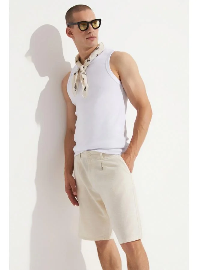 JUNE June Men Regular Fit 100% Cotton Short Light Beige