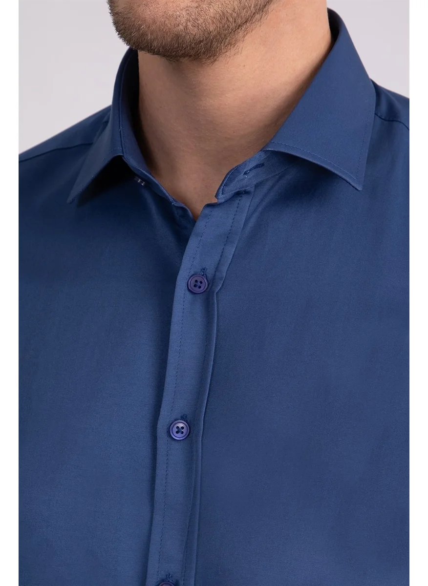 تودورس Modern Slim Fit Plain Satin Men's Shirt
