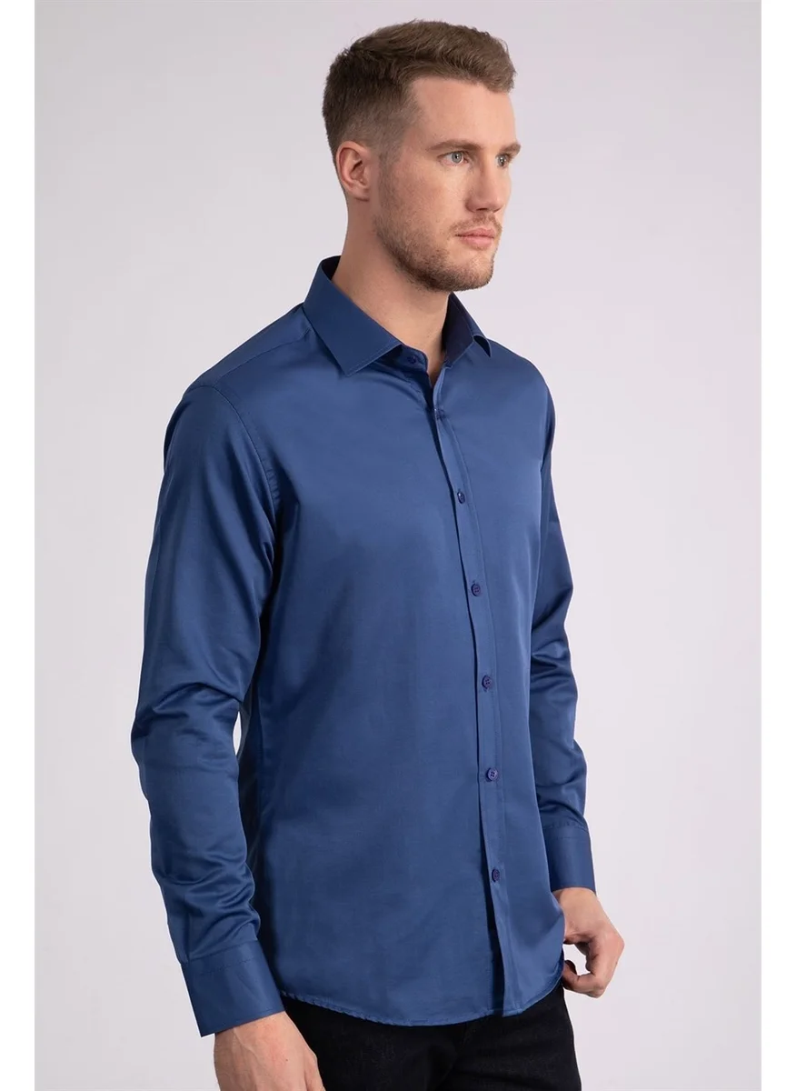 تودورس Modern Slim Fit Plain Satin Men's Shirt