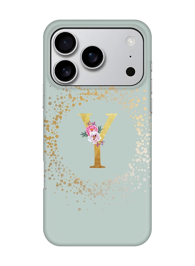 Stylizedd For iPhone 17 Pro,Case, [Compatible with MagSafe] Magnetic cover Slim fit Protection Matte, - Custom Monogram Floral - Y  (Light Grey )