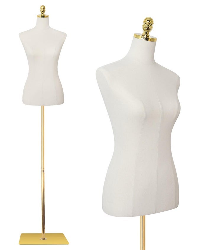 Mannequin Torso Dress Form 40557323 Inch Height Adjustable Female Model Display Mannequin Body with Metal Bracket and Rectangular Base for Sewing Dressmakers Dress Jewelry Display Beige