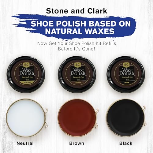 Stone and Clark Premium Black Shoe Polish Kit - Shine and Protect Leather Shoes and Boots - Leather Wax Boot Polish for Brilliant Gloss - 16 Grams (Pack - 3) - Image 5