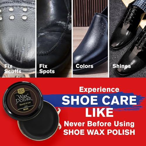 Stone and Clark Premium Black Shoe Polish Kit - Shine and Protect Leather Shoes and Boots - Leather Wax Boot Polish for Brilliant Gloss - 16 Grams (Pack - 3) - Image 4