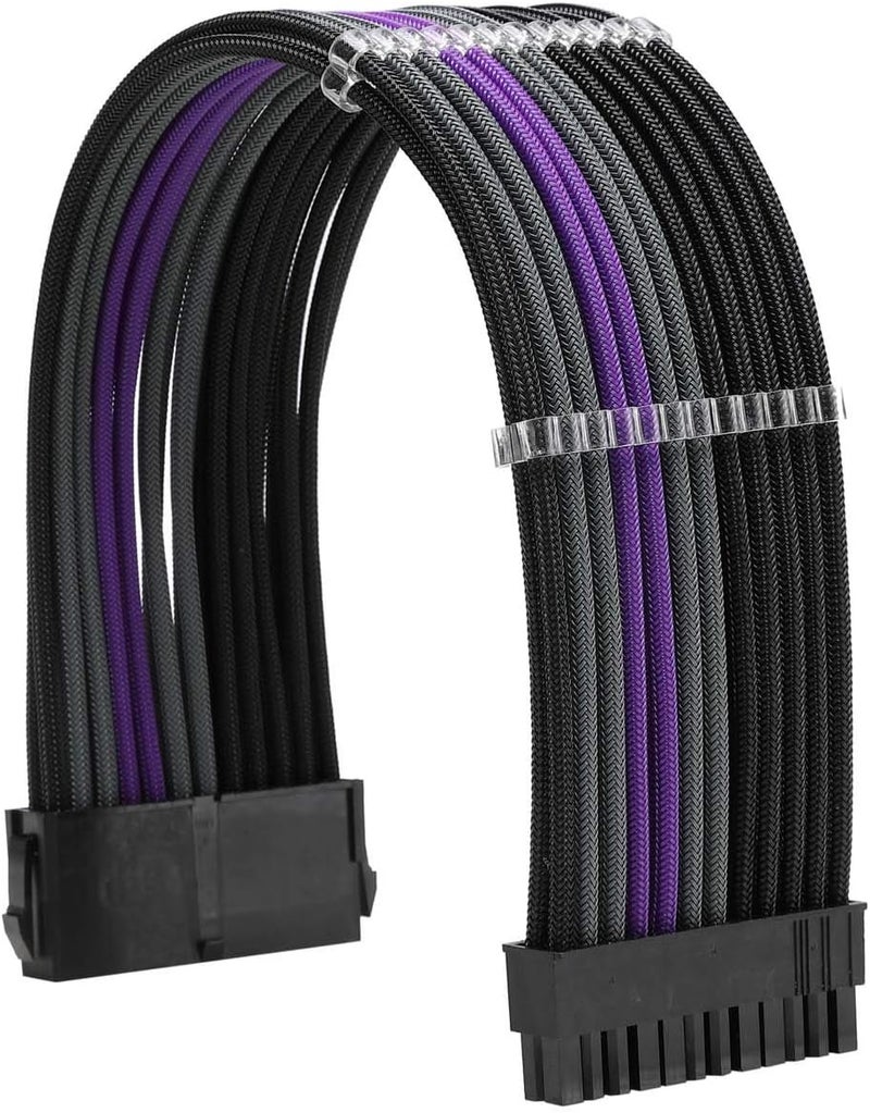 Formulamod Sleeve Extension Power Supply Cable Kit 18AWG ATX 24P+ EPS 8-P+PCI-E8-P with Combs for PSU to Motherboard/GPU Fm-NCK3 (Black Grey Purple) - Image 3