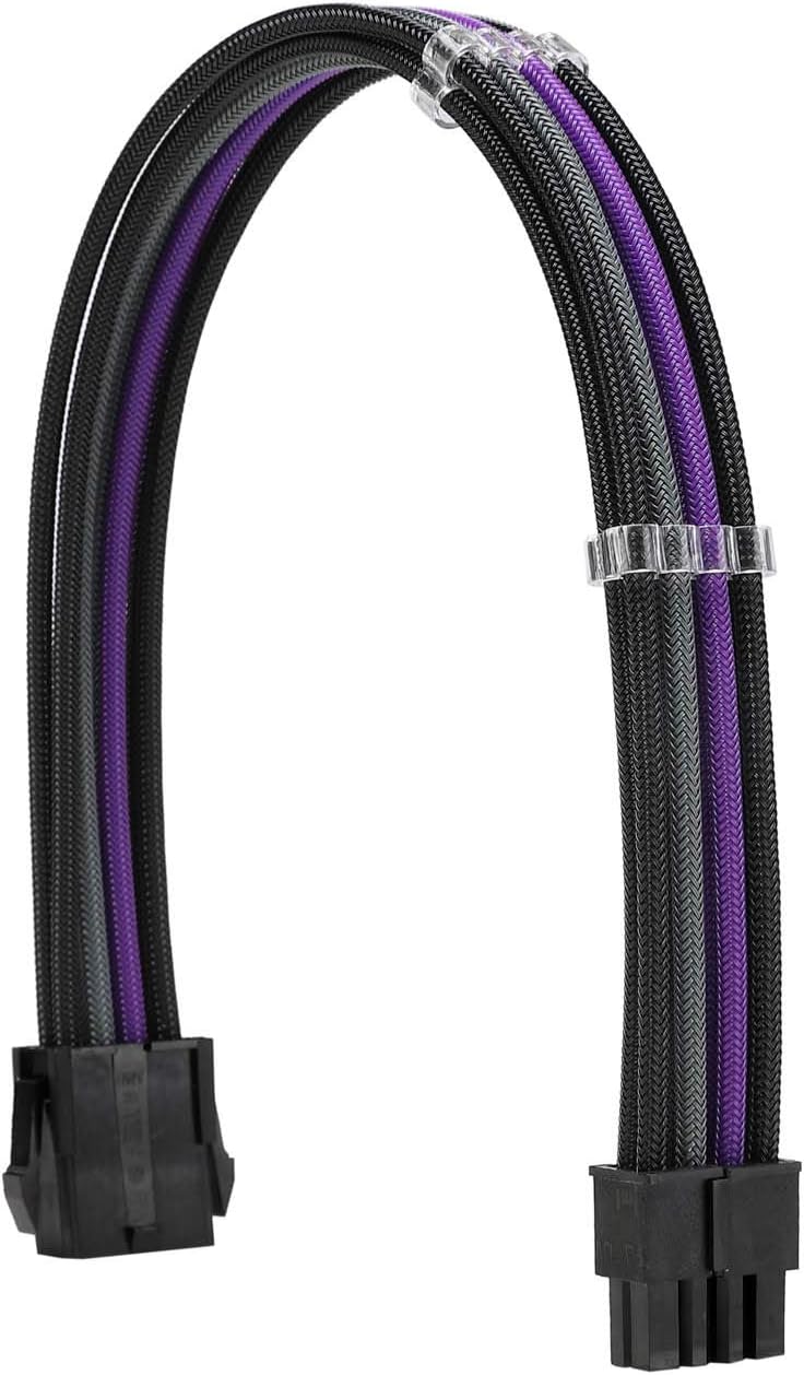 Formulamod Sleeve Extension Power Supply Cable Kit 18AWG ATX 24P+ EPS 8-P+PCI-E8-P with Combs for PSU to Motherboard/GPU Fm-NCK3 (Black Grey Purple) - Image 4