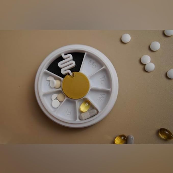 منظم حبوب على شكل أوريو - حافظة حبوب تكفي 7 أيام للفيتامينات والأدوية | علبة حبوب سفر محمولة | تصميم أنيق وبسيط للحبوب والمكملات الغذائية والأقراص (كبير) - Image 4