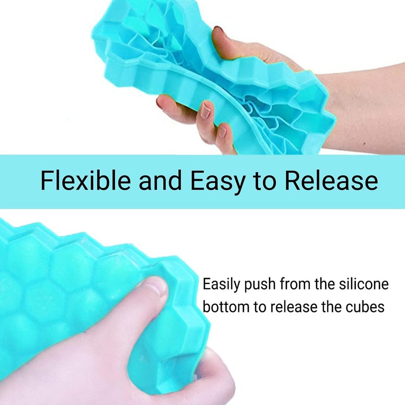 Silicone Ice Cube Tray, Freezer Ice Tray with Lid, BPA Free, Honeycomb Shape Ice Cube Mold, Flexible and Easy to Release, Makes 37 Small Ice Cubes for Cocktails, Drinks, and Baby Food, 1 Piece - Image 3