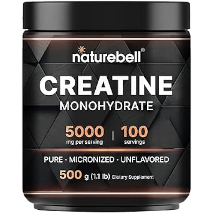 NatureBell Instant Creatine Monohydrate Powder 500 Grams, 5000mg Per Serving, Unflavored Micronized Creatine Powder - Pre Workout | Keto | Vegan | Dissolves Easy | Filler Free - 100 Servings (1.1Lb) - Image 1