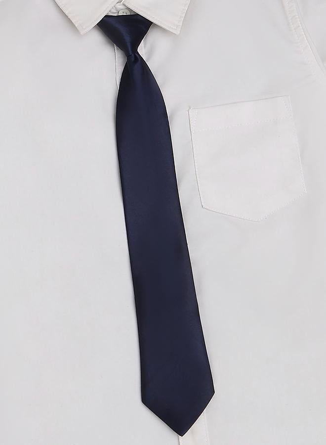 Infinity Kids White Regular Fit Shirt with Navy Tie - Image 4