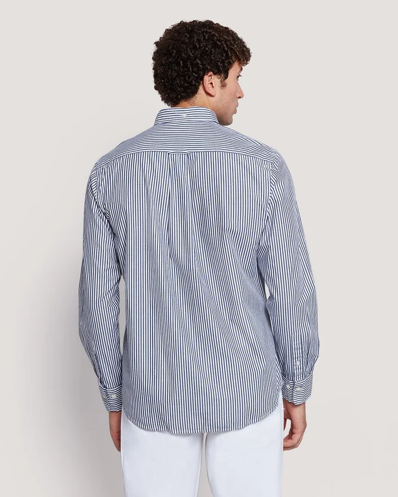 غانت قميص رجالي غانت بقصة عادية مخطط مصرفي بوبلين