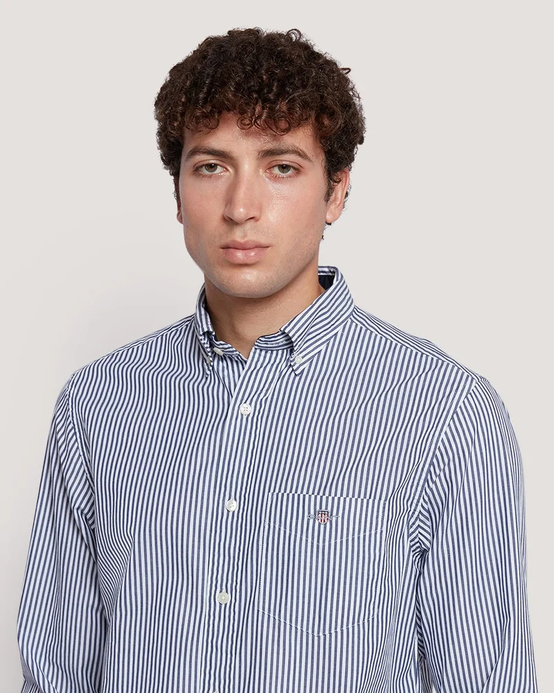 GANT  Gant Men’S Regular Fit Poplin Banker Stripe Shirt for Men | Best Price UAE