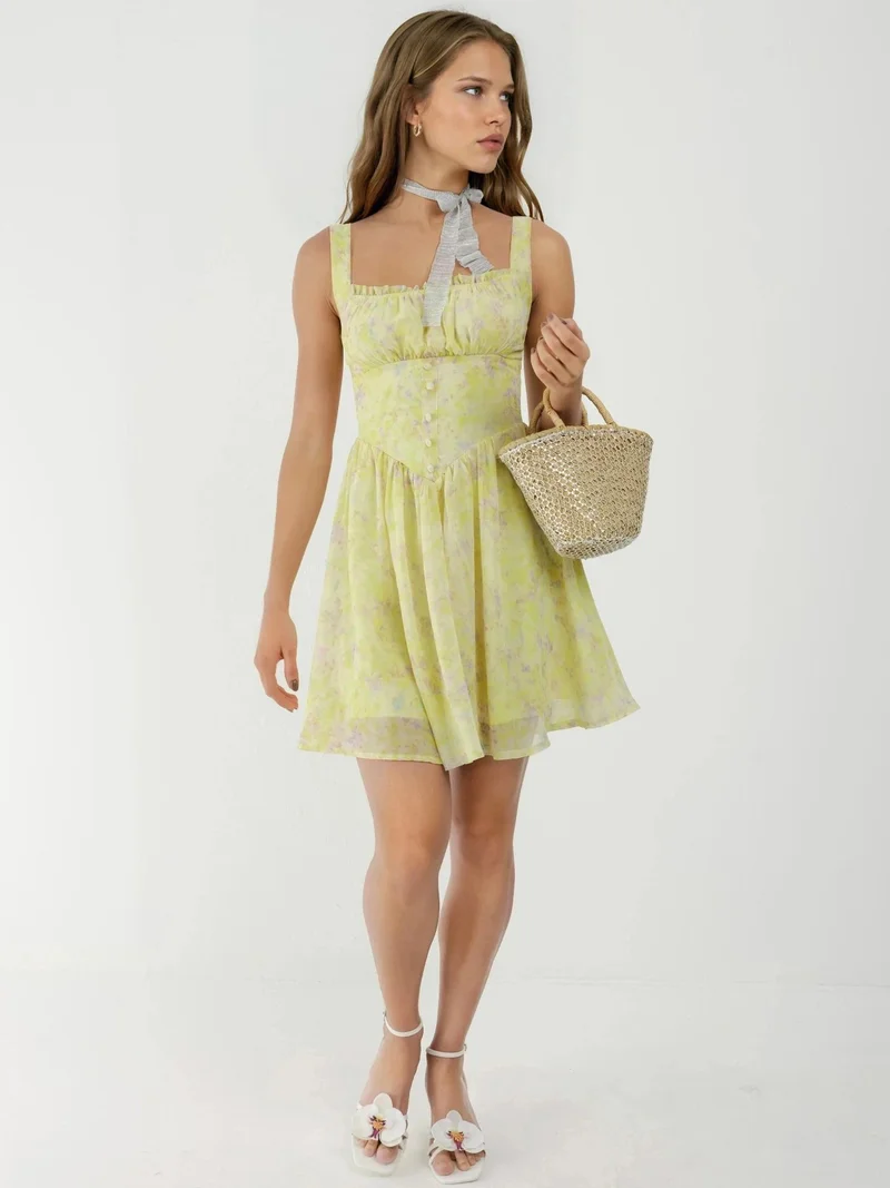 Busem BUSEM Floral Square Collar Mini Dress