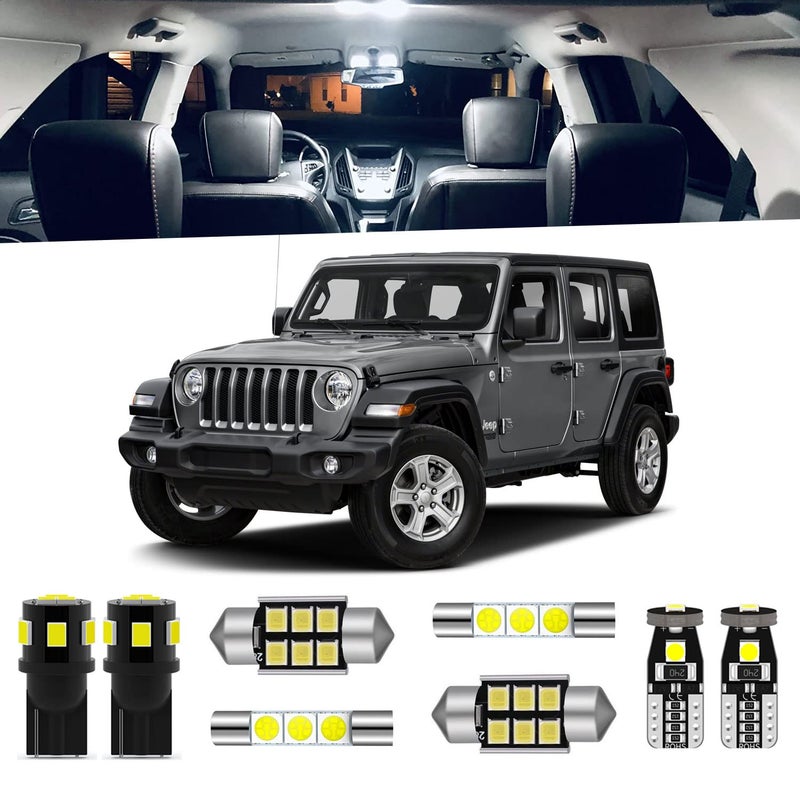 ENDPAGE 6Pieces Wrangler Interior LED Light Kit for 20072018 Jeep Wrangler JK 4Door White 6000K Interior LED Lighting Package License Plate Lights Install Tool