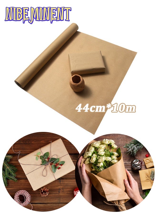 NIBEMINENT 1 Roll of Kraft Paper (44 cm x 10 m) 70gsm, Holiday Gift Wrapping Paper Roll, Birthday Gift Box Gift Wrapping DIY, Craft Paper for Gift Wrapping, Bulletin Boards, Arts & Crafts, Bouquet Flower Table Covering, Poster Packing Paper, Moving Supplies - Image 1