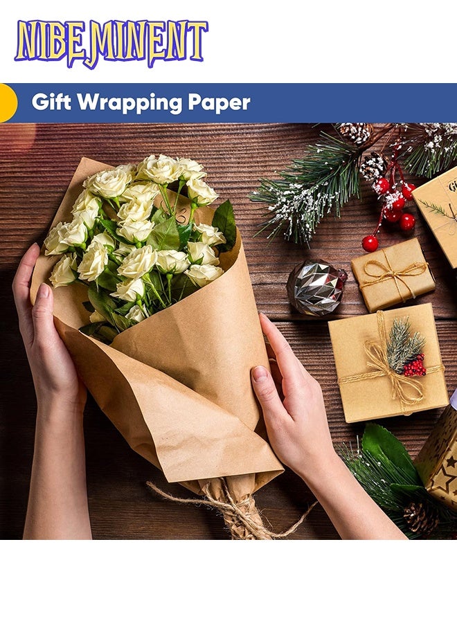 NIBEMINENT 1 Roll of Kraft Paper (44 cm x 10 m) 70gsm, Holiday Gift Wrapping Paper Roll, Birthday Gift Box Gift Wrapping DIY, Craft Paper for Gift Wrapping, Bulletin Boards, Arts & Crafts, Bouquet Flower Table Covering, Poster Packing Paper, Moving Supplies - Image 3