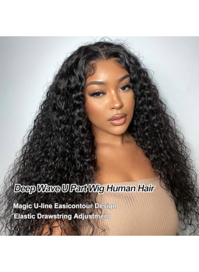 ROYAL IMPRESSION U Part Human Hair Wig Deep Wave 22 Inch 200 Density Brazilian Deep Wave U Part Wigs for Black Women 12A Full Head Clip in Half Wig Glueless No Leave Out Lace Front Wig 3X Longer Lifespan - Image 4