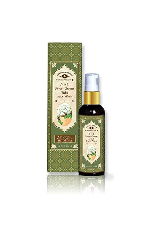 HERBS & GREENS - 5 in 1 Forest Greens Tulsi Face Wash For skin brightening l deep cleansing & premature signs of aging Real Tulsi & Herbs Oily;Dry;Acne;Pimple Prone Skin Sulphate;Paraben free - Image 1
