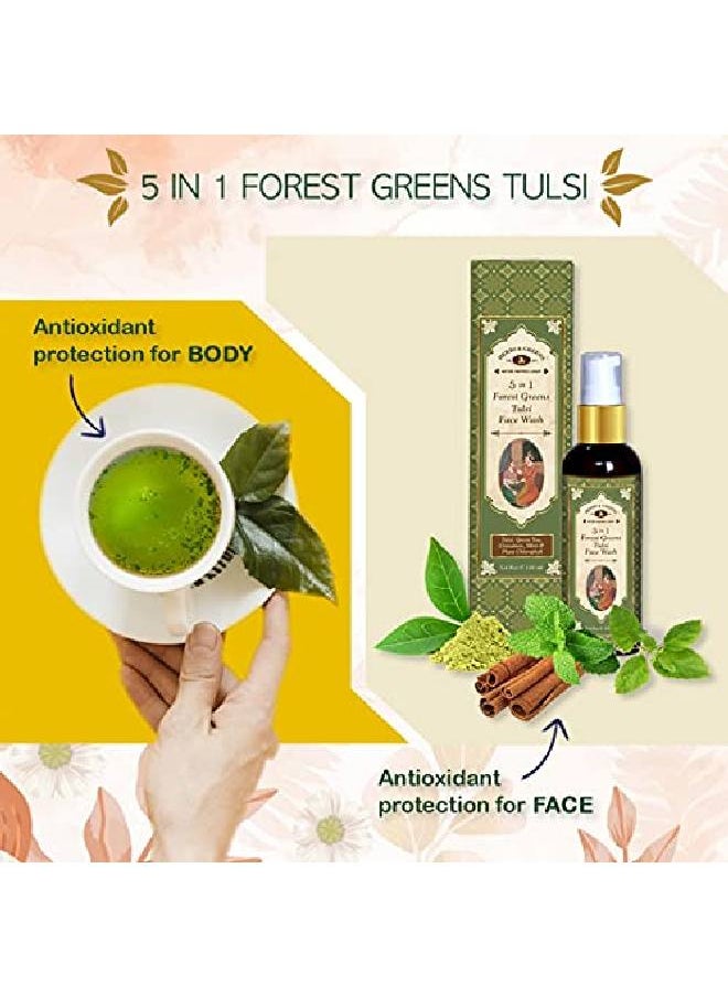 HERBS & GREENS - 5 in 1 Forest Greens Tulsi Face Wash For skin brightening l deep cleansing & premature signs of aging Real Tulsi & Herbs Oily;Dry;Acne;Pimple Prone Skin Sulphate;Paraben free - Image 1