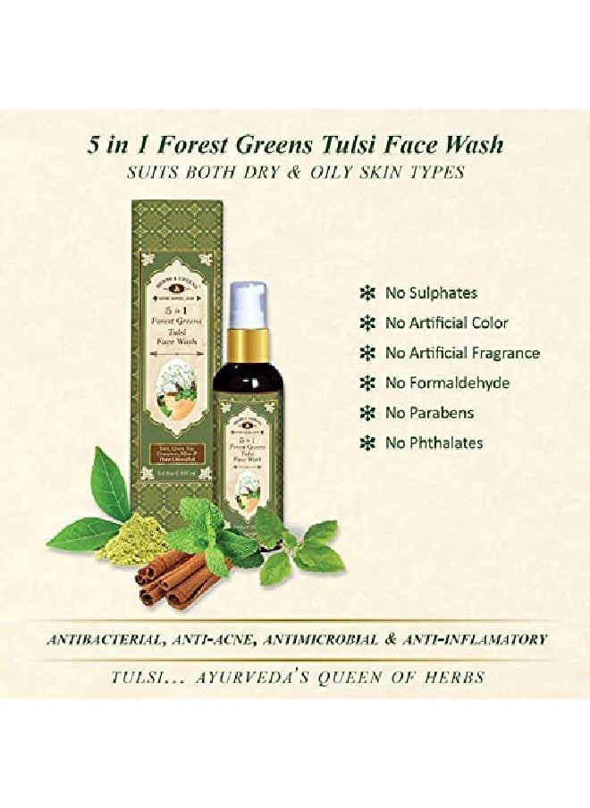 HERBS & GREENS - 5 in 1 Forest Greens Tulsi Face Wash For skin brightening l deep cleansing & premature signs of aging Real Tulsi & Herbs Oily;Dry;Acne;Pimple Prone Skin Sulphate;Paraben free - Image 1