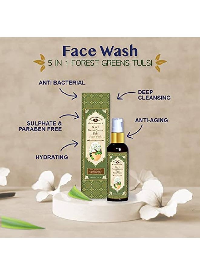 HERBS & GREENS - 5 in 1 Forest Greens Tulsi Face Wash For skin brightening l deep cleansing & premature signs of aging Real Tulsi & Herbs Oily;Dry;Acne;Pimple Prone Skin Sulphate;Paraben free - Image 1