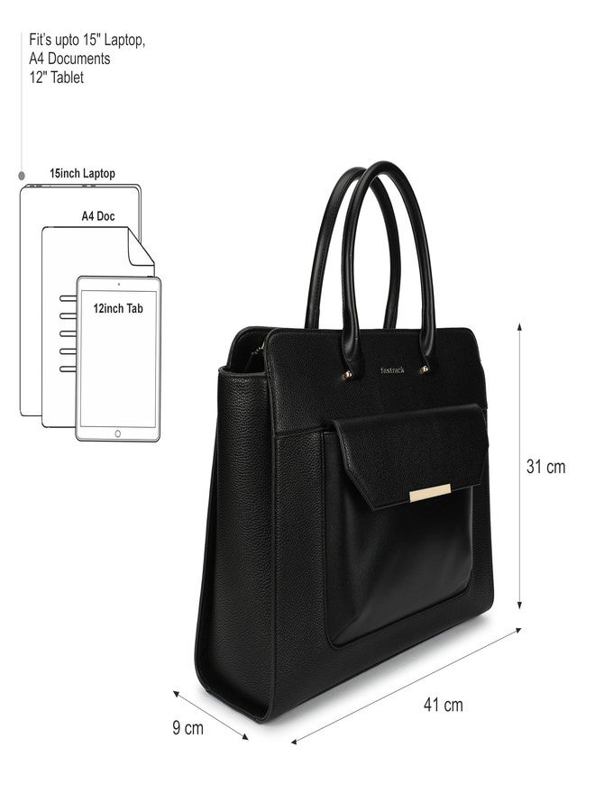 Fastrack PowerPlay laptop Tote | Women’s Faux-Leather laptop Tote Bag | 15'' Padded Laptop Section, Center Zip Compartment & External Quick-Access Pockets - Image 4