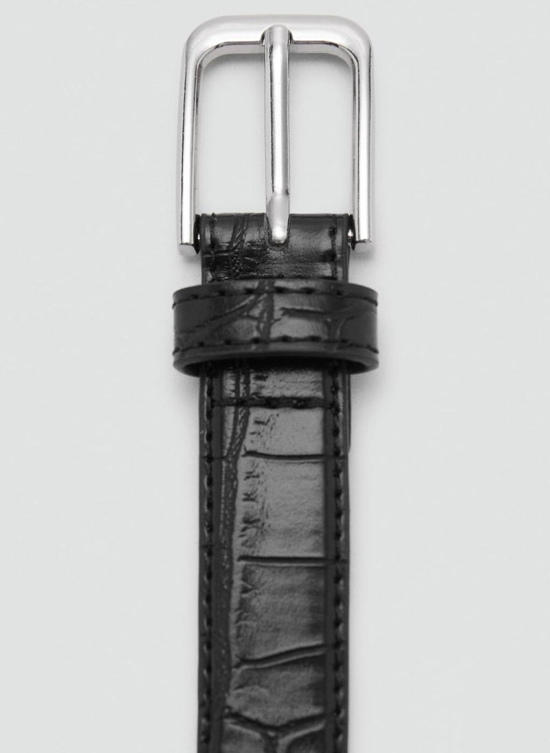 MANGO Fine croco leather-effect belt