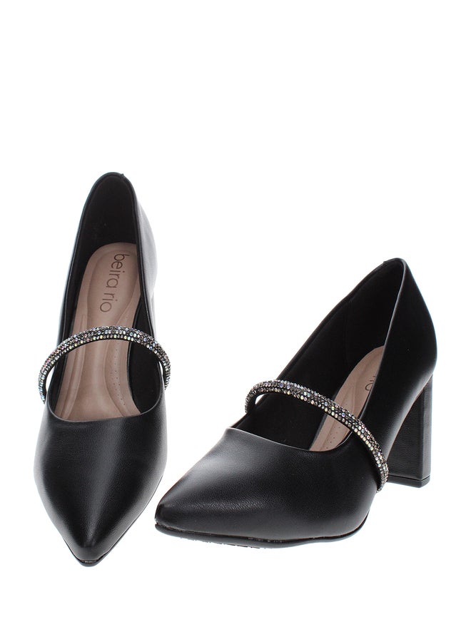 Beira Rio Embellished Pointed Toe Block Heel Shoes - Image 5
