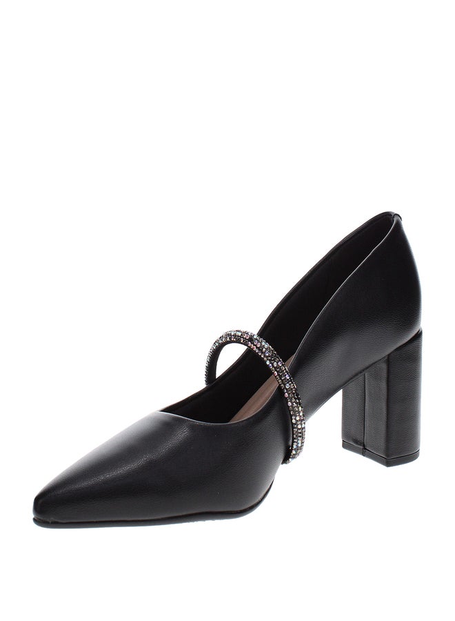 Beira Rio Embellished Pointed Toe Block Heel Shoes - Image 3