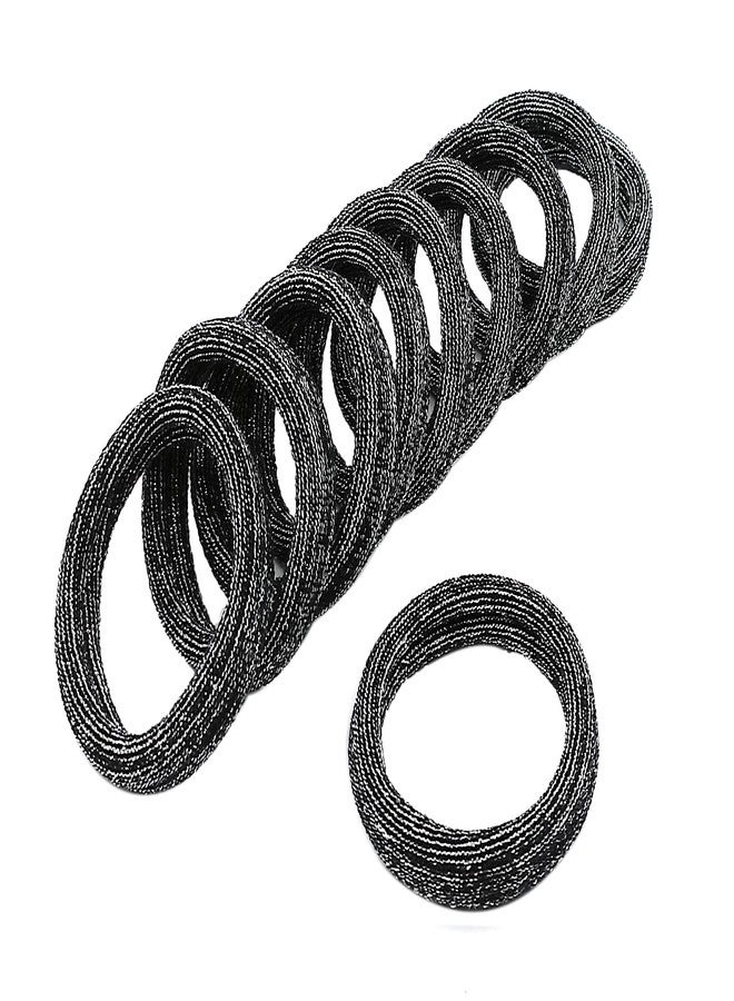 Fairytale Golden Shiny Glittery Black Elastic Hair Rubber Bands Ponytail Holder Stretchable Elastic Bands for Girls and Women. Pack of 10 - Image 3