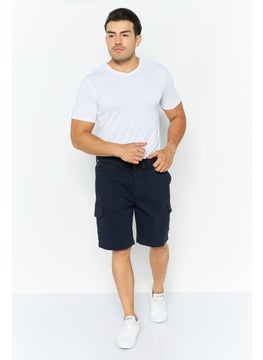 Threadbare Men Stretch Fit Plain Belted Chino Shorts, Navy  - Image 2