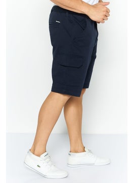 Threadbare Men Stretch Fit Plain Belted Chino Shorts, Navy  - Image 3