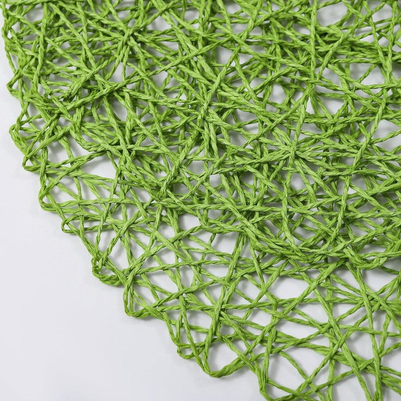 IcosaMro Grass Green Round Placemats Set of 6 for Dining Table 15 Inch Paper Woven Boho Decorative Circle Place Mat for Wedding Christmas Thanksgiving Day Holiday Dinner Grass Green - Image 4