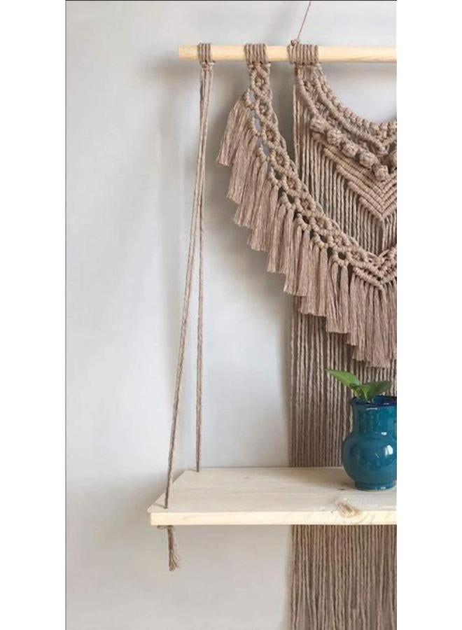 انتيكيانو رف معلق على الحائط بخيوط مكرمية.. ديكور حائط بوهيمي لغرفة النوم - فن جداري من حبل مكرمية منسوج كديكور لرف - Image 2