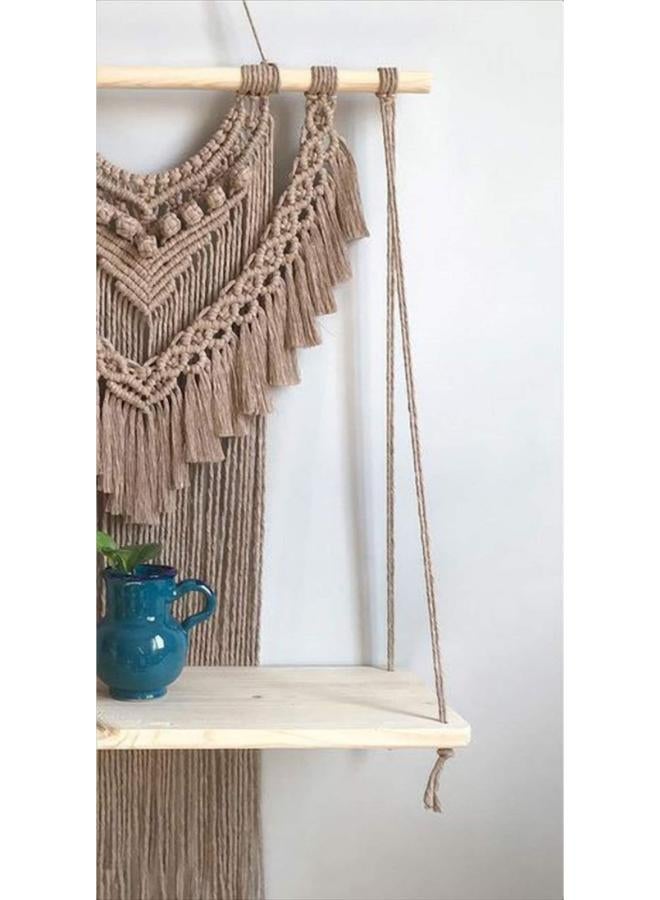 انتيكيانو رف معلق على الحائط بخيوط مكرمية.. ديكور حائط بوهيمي لغرفة النوم - فن جداري من حبل مكرمية منسوج كديكور لرف - Image 3