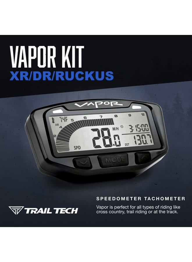 Trail Tech 752-117 Black Vapor Digital Speedometer Tachometer Gauge Kit, 2002-2019 Honda Kawasaki Suzuki XR CRF KLX DR - Image 2
