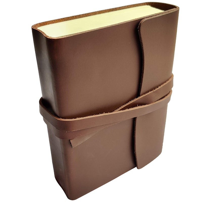 Rustic Town Handcrafted Full Grain Brown Leather Cover Journal to Write in Notebook Diary for Men Women Writers Artist Poet Gift for Him Her, 200 Pages - Image 1