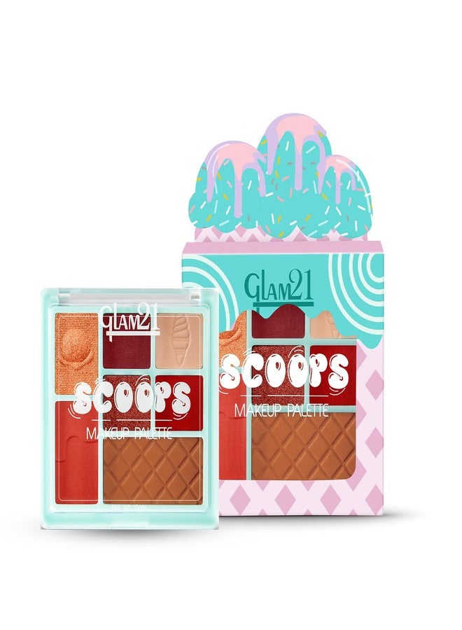 Glam 21 Scoop Makeup Palette | Face Palette With Eyeshadow, Blusher, Contour and Highlighter | Mix of Mattes & Shimmers |Highly Pigmented | Travel-Friendly | All-in-One Kit | Caramel Crush|15gm - Image 1