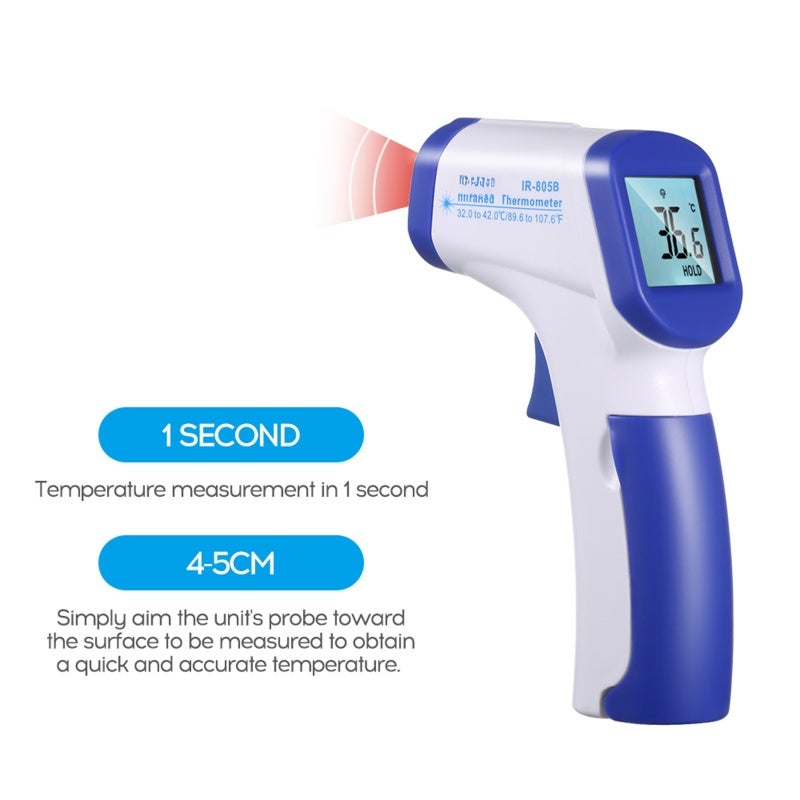 Infrared Thermometer: Blue Hand Held Device With 1S Fast Reading ±0.2°C High Accuracy - German Sensors Portable Baby Thermometer for Home Ear Forehead Temperature Measurement - Image 4