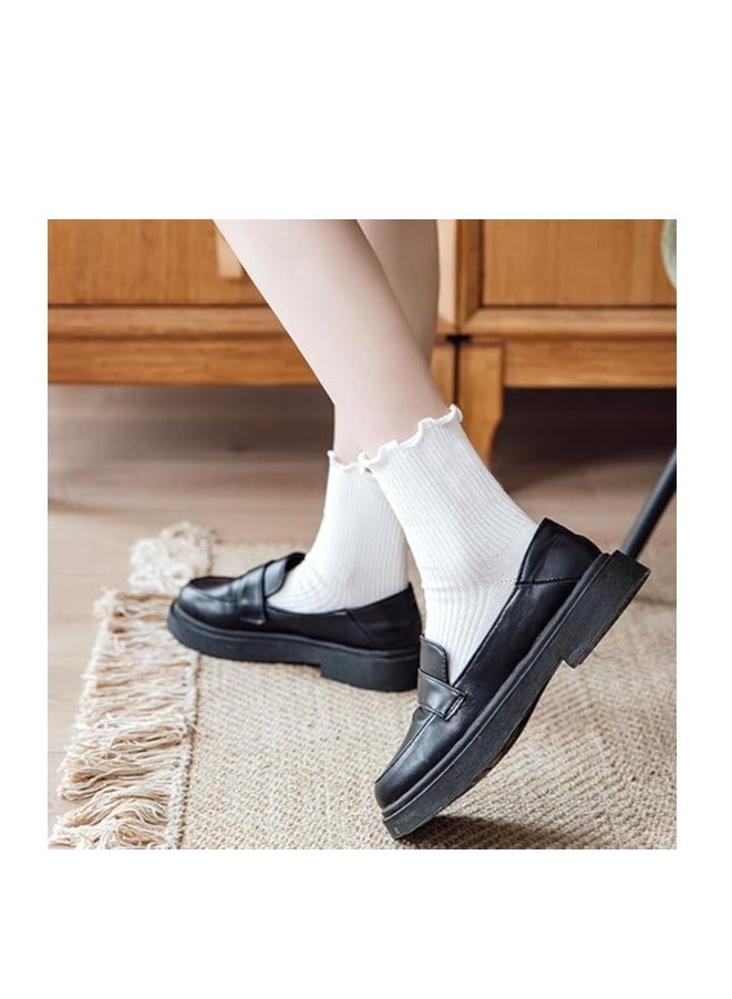 GUDOO جوارب نسائية، جوارب كاجوال بطول الكاحل مع كفة مزينة بكشكشة، مصنوعة من قطن محبوك قابل للتهوية، أنيقة ومريحة. عبوة من 6 قطع. - Image 2