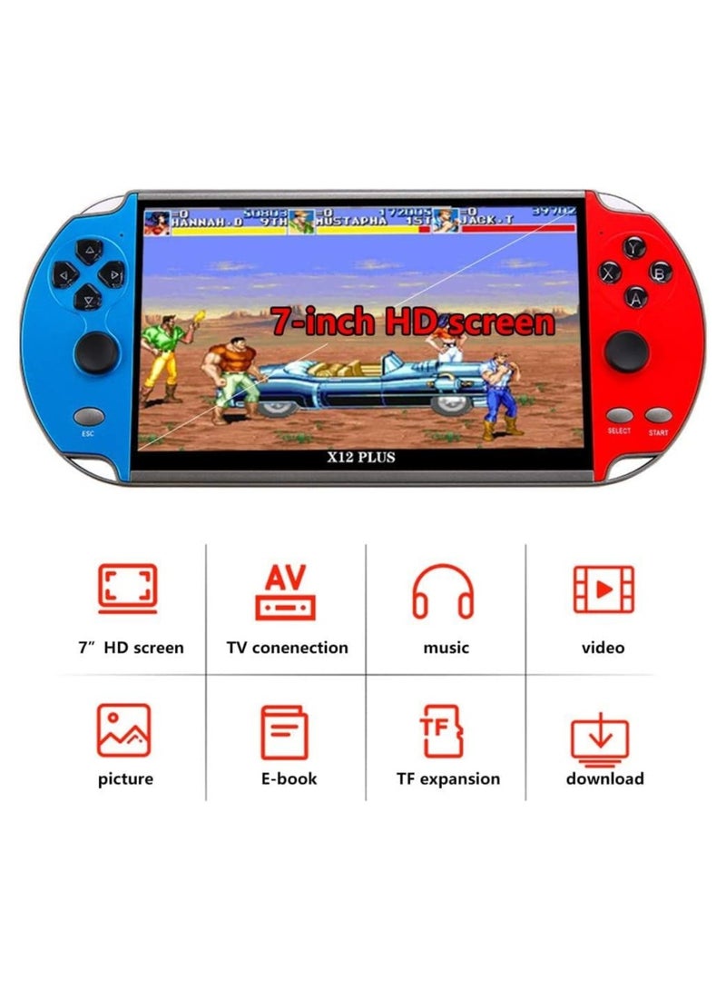X12 Plus 7-Inch HD Handheld Game Console – 10,000+ Built-in Classic Games, Dual Joystick Arcade Gaming Device, 16GB ROM, MP5 Player, Supports GBC/GBA/NES/MD/SMC/SFC Games - Image 3