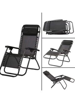 watheer Foldable Adjustable Reclining Chair Outdoor Lounge Chair Adjustable Beach Chair and Garden Chair with Pillows Foldable Camping Chair Zero Gravity  - Image 4