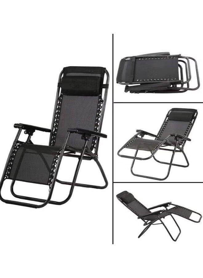 watheer - Foldable Adjustable Reclining Chair Outdoor Lounge Chair Adjustable Beach Chair and Garden Chair with Pillows Foldable Camping Chair Zero Gravity - Image 1